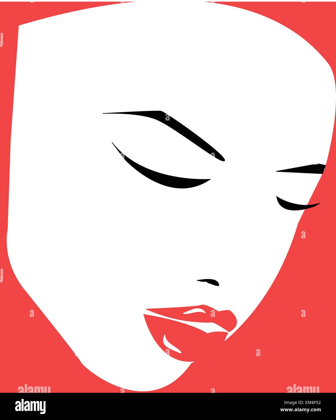 Geisha avec parapluie rouge isolé sur fond blanc Illustration de Vecteur