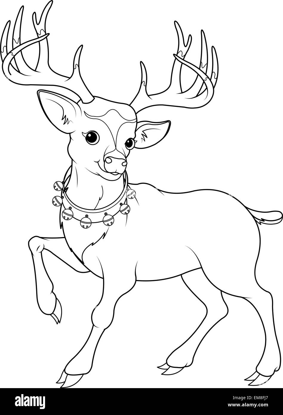 Le renne Rudolf coloriage Illustration de Vecteur
