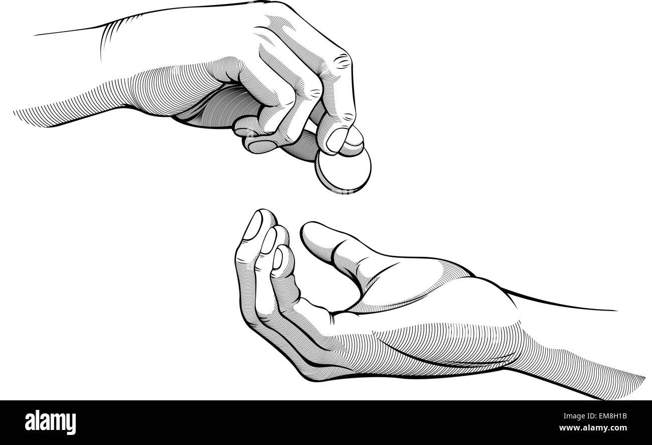 Donner mains &AMP ; recevoir de l'argent (version noir et blanc) Illustration de Vecteur