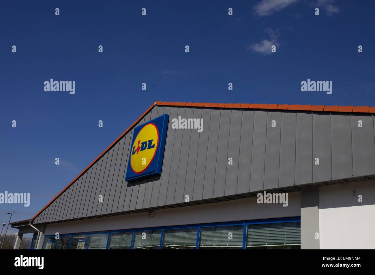 Lidl magasin avant de Colburn, Yorkshire du Nord Banque D'Images