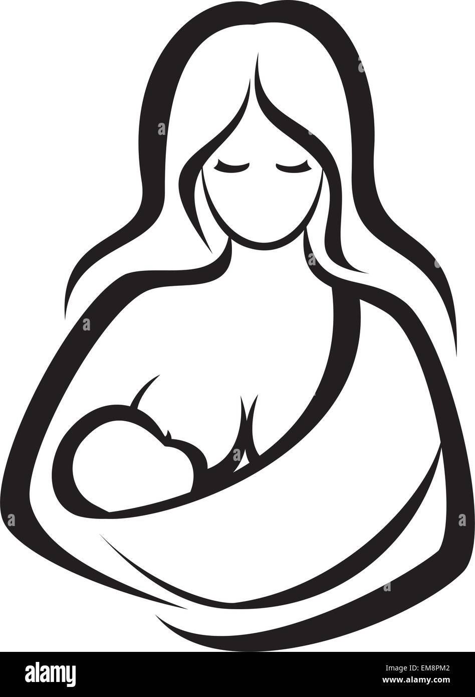 Mother holding baby dans le harnais, symbole vecteur Illustration de Vecteur