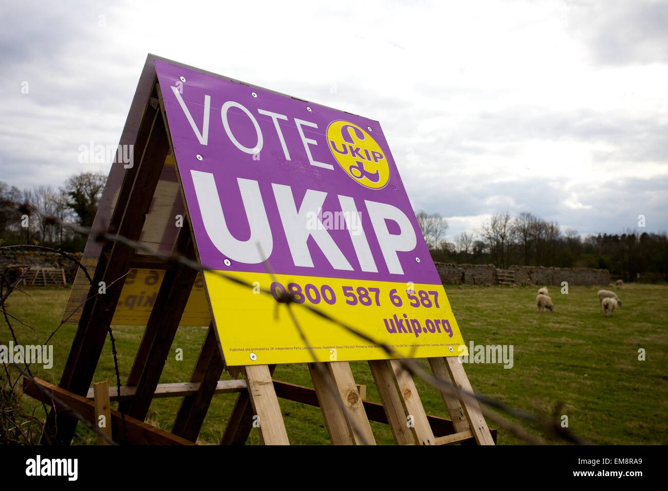 Une affiche électorale de l'UKIP dans un champ à Richmond, North Yorkshire Banque D'Images