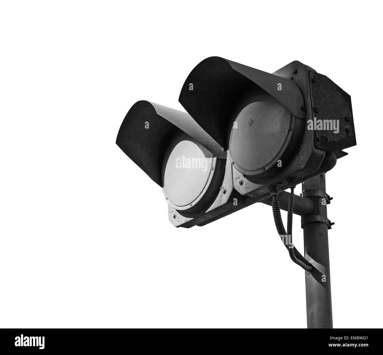 Feux de circulation double sale noir coupé isolated on white Banque D'Images