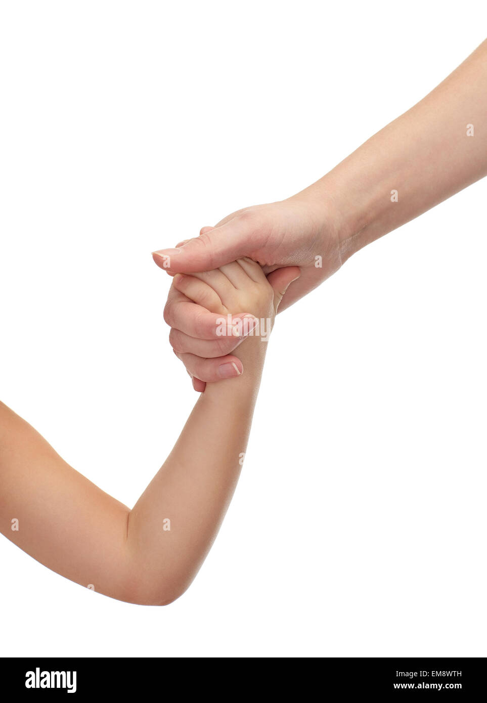 Close up of woman and little girl holding hands Banque D'Images