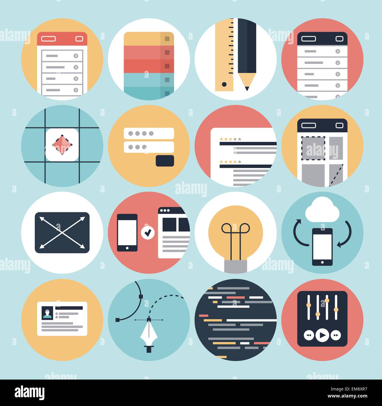 Développement web moderne et design graphique icônes Illustration de Vecteur