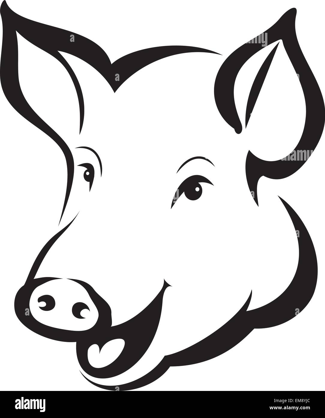 Tête de cochon heureux isolé symbole vecteur, portrait Image Vectorielle Stock Alamy