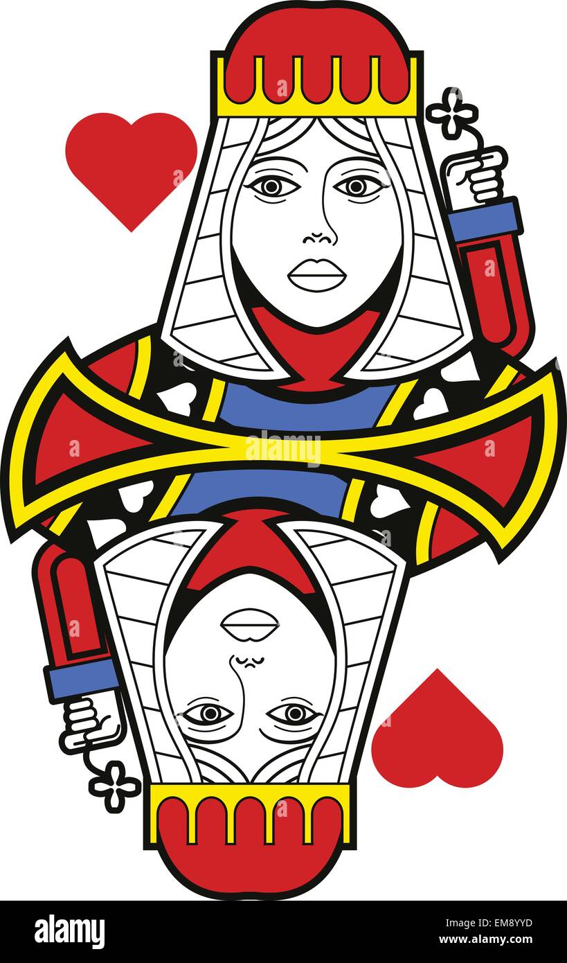 La reine de Cœur sans le cadre de carte réalisé dans un style essentiel. Illustration de Vecteur