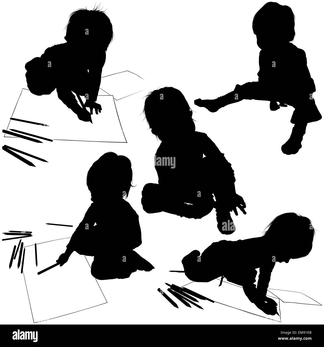 Bébé avec crayons Illustration de Vecteur