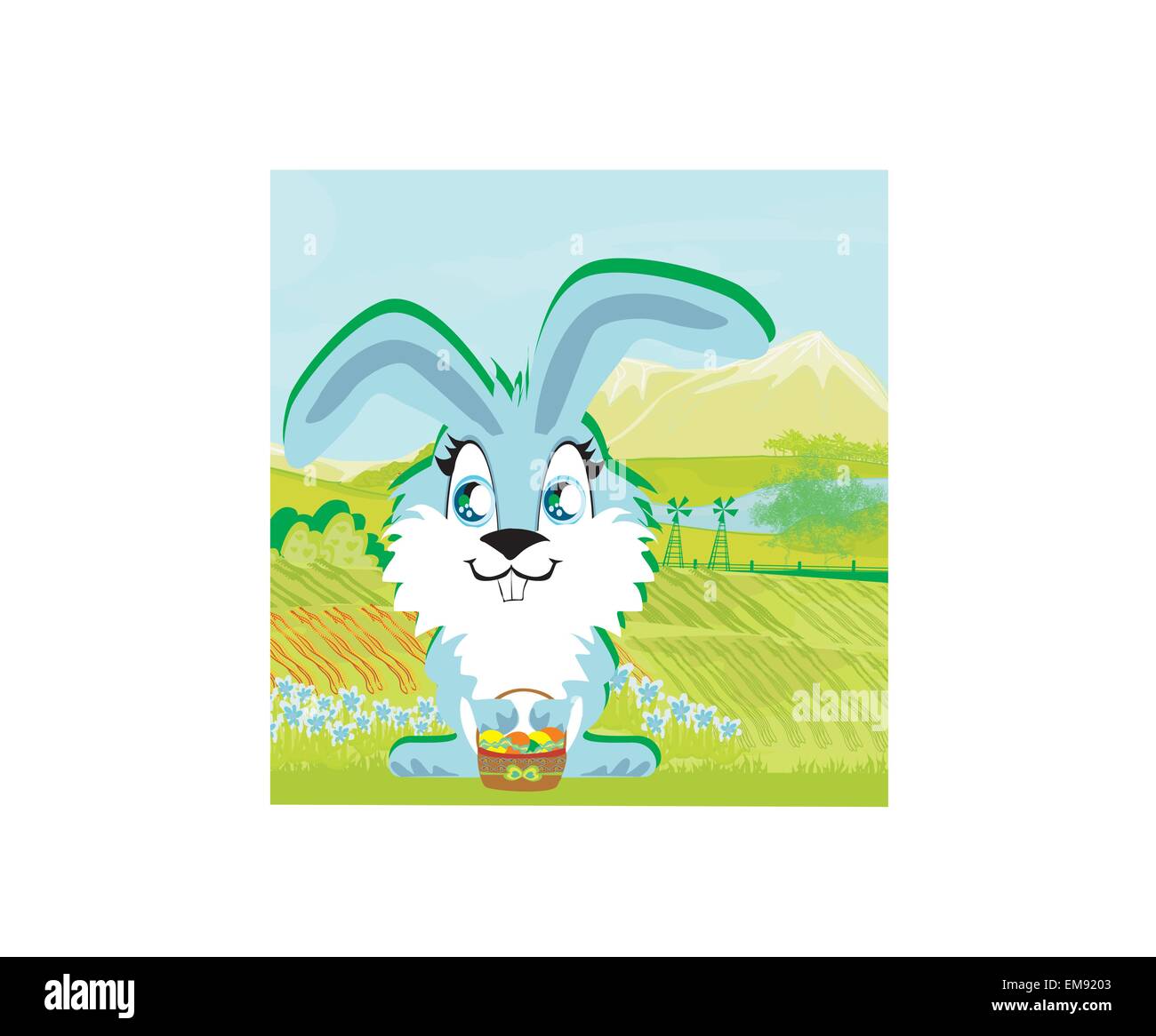 Lapin et d'une exploitation dans une belle nature Illustration de Vecteur