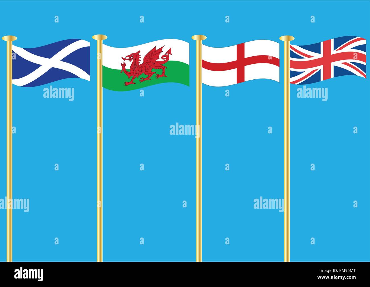 Drapeau gallois vector dand le vent Banque d