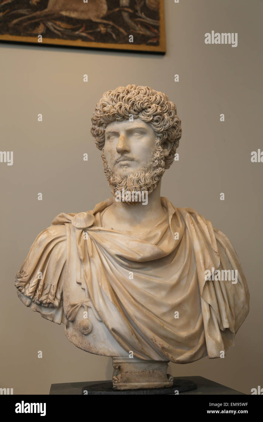 Buste de co-empereur Lucius Verus (130-169 AD). Période d'Antonin. 161-169 AD. Acqua Traversa, près de Rome, Italie. Rencontré Musée Banque D'Images
