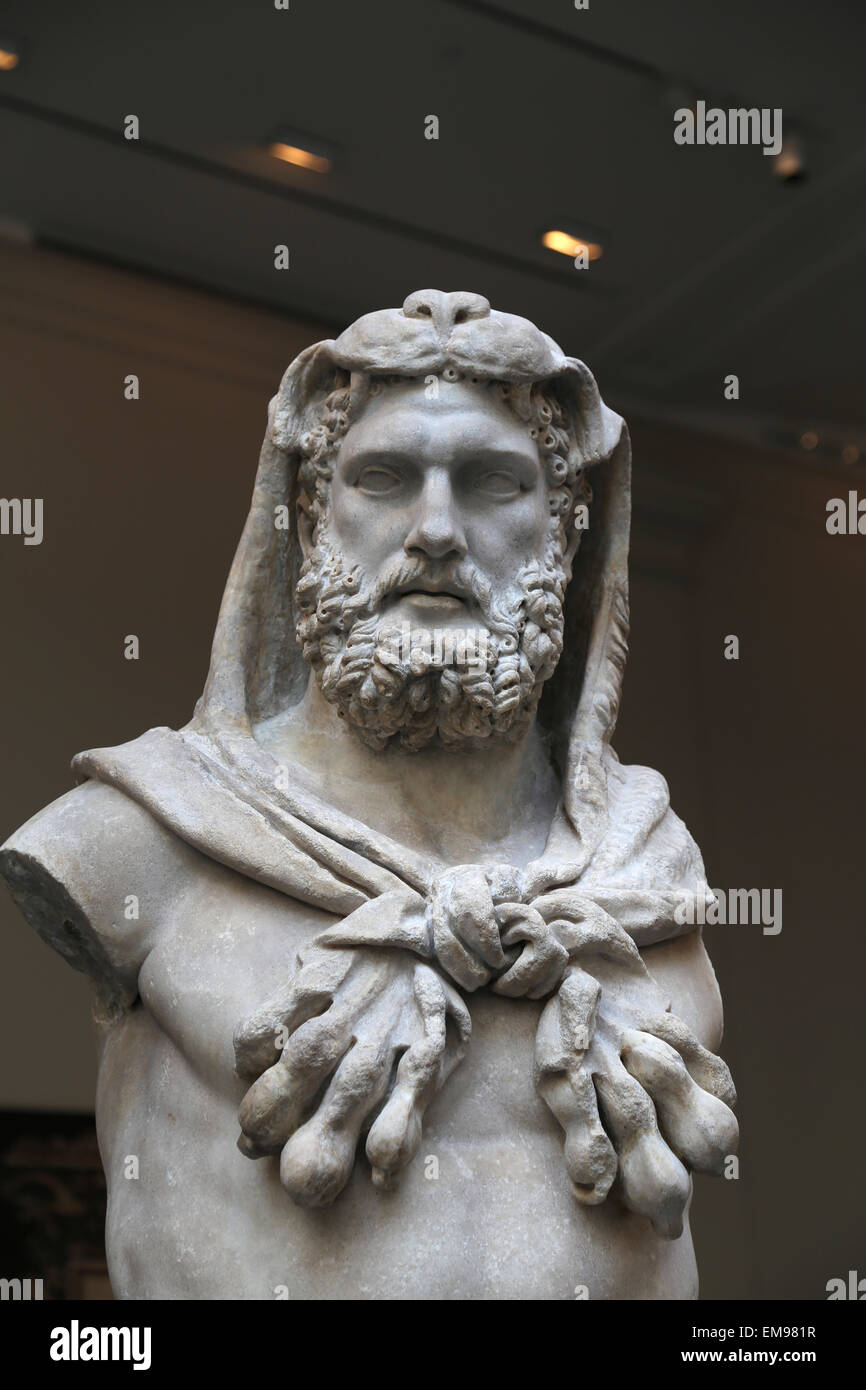 Statue d'un Hercule barbu. Roman. Période flaviens. 68-98 AD. Metropolian Museum of Art de New York. USA. Banque D'Images