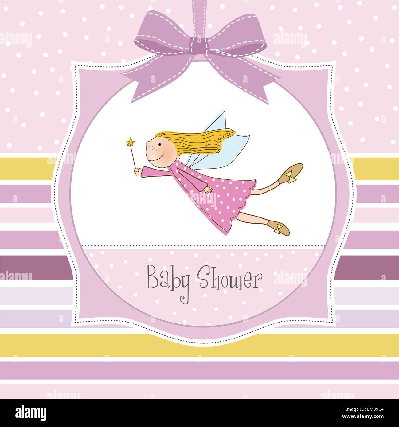 Bienvenue Bebe Fille Carte Avec Petite Fee Image Vectorielle Stock Alamy