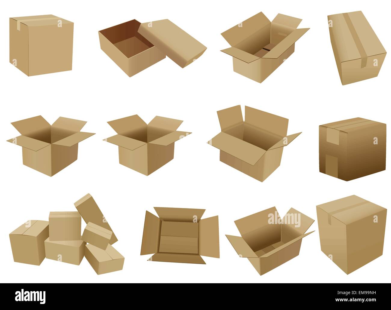 Illustration des différents types de boîtes en carton de forme sur fond  isolé Image Vectorielle Stock - Alamy