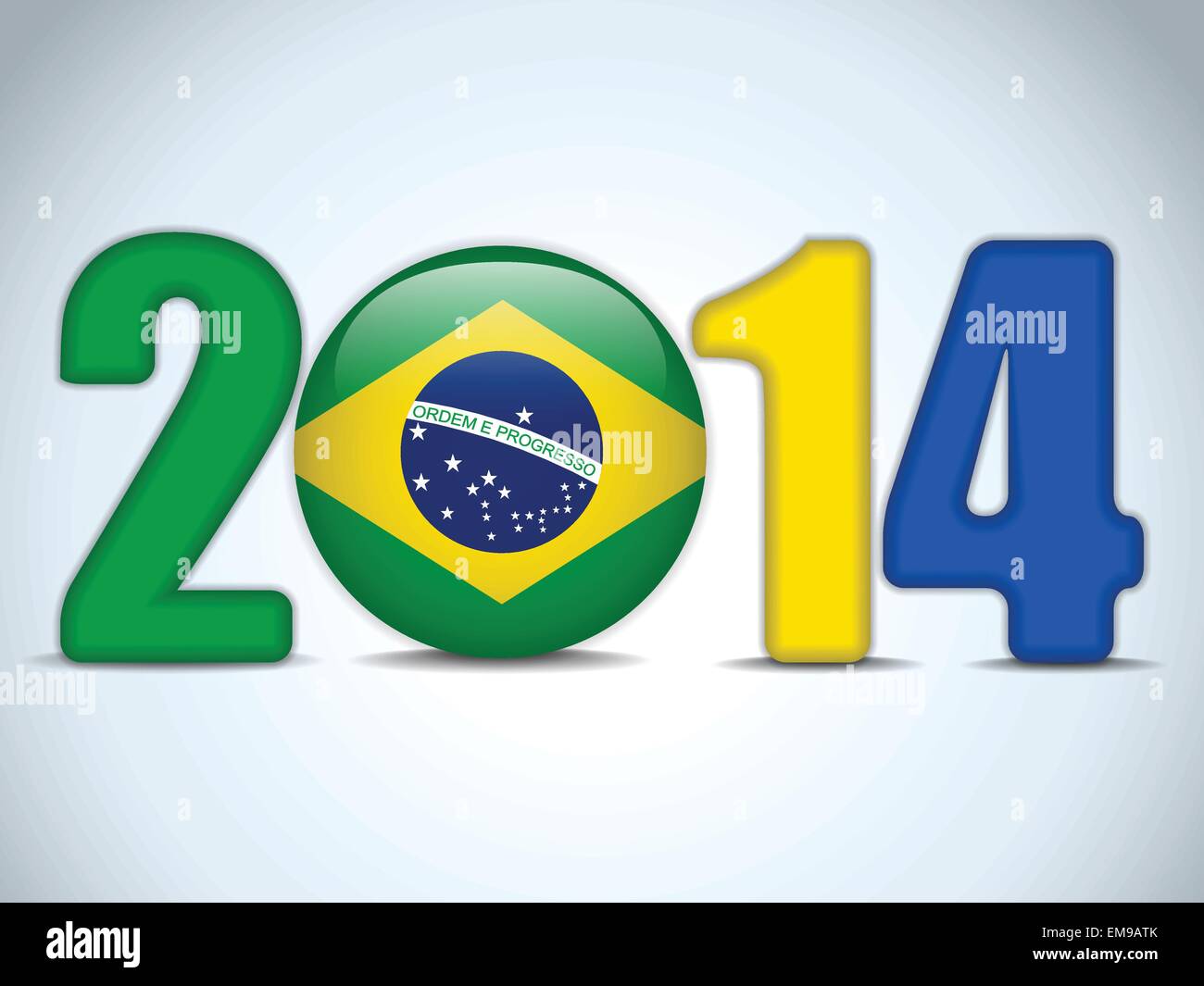Brésil 2014 Football avec drapeau brésilien Illustration de Vecteur