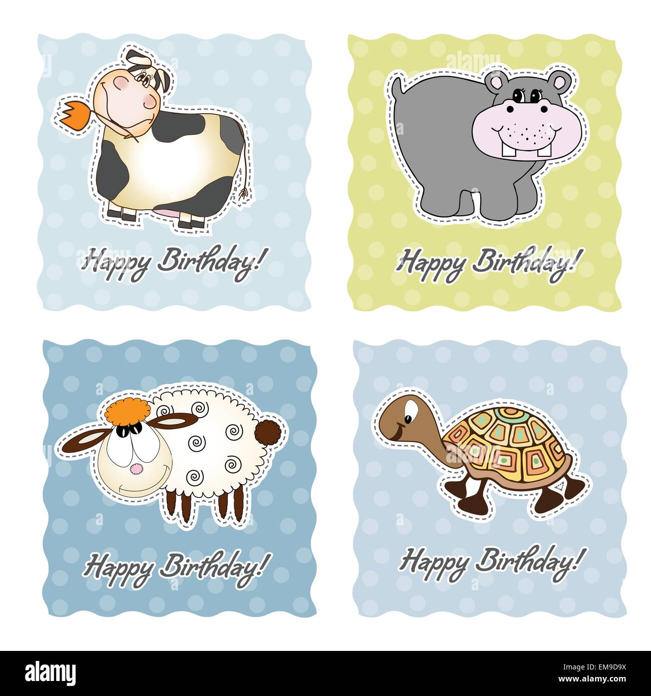 Jeu De Carte D Anniversaire Avec Des Animaux Image Vectorielle Stock Alamy