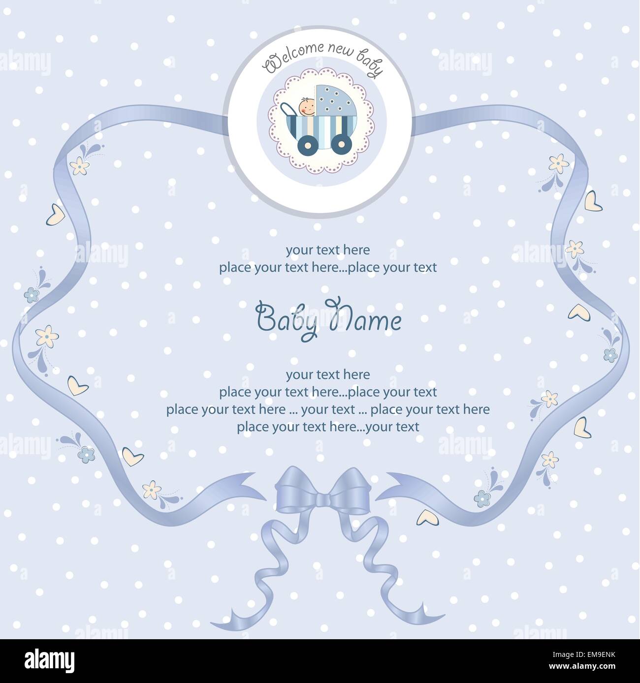 Bebe Garcon Carte Annonce Avec Bebe Et La Pram Image Vectorielle Stock Alamy