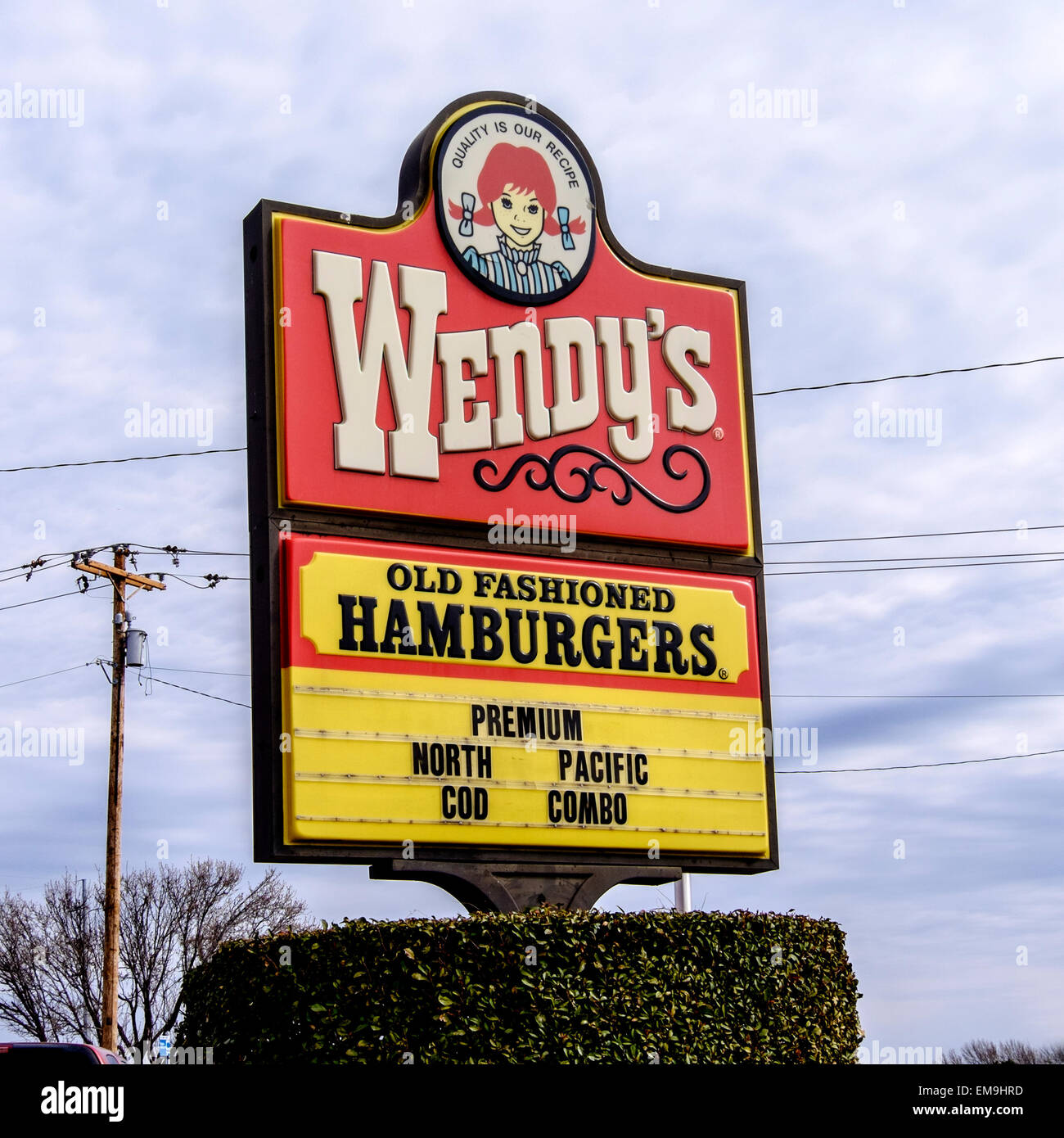Un signe de la publicité Wendy's hamburgers à l'ancienne. Oklahoma City, Oklahoma, USA. Banque D'Images
