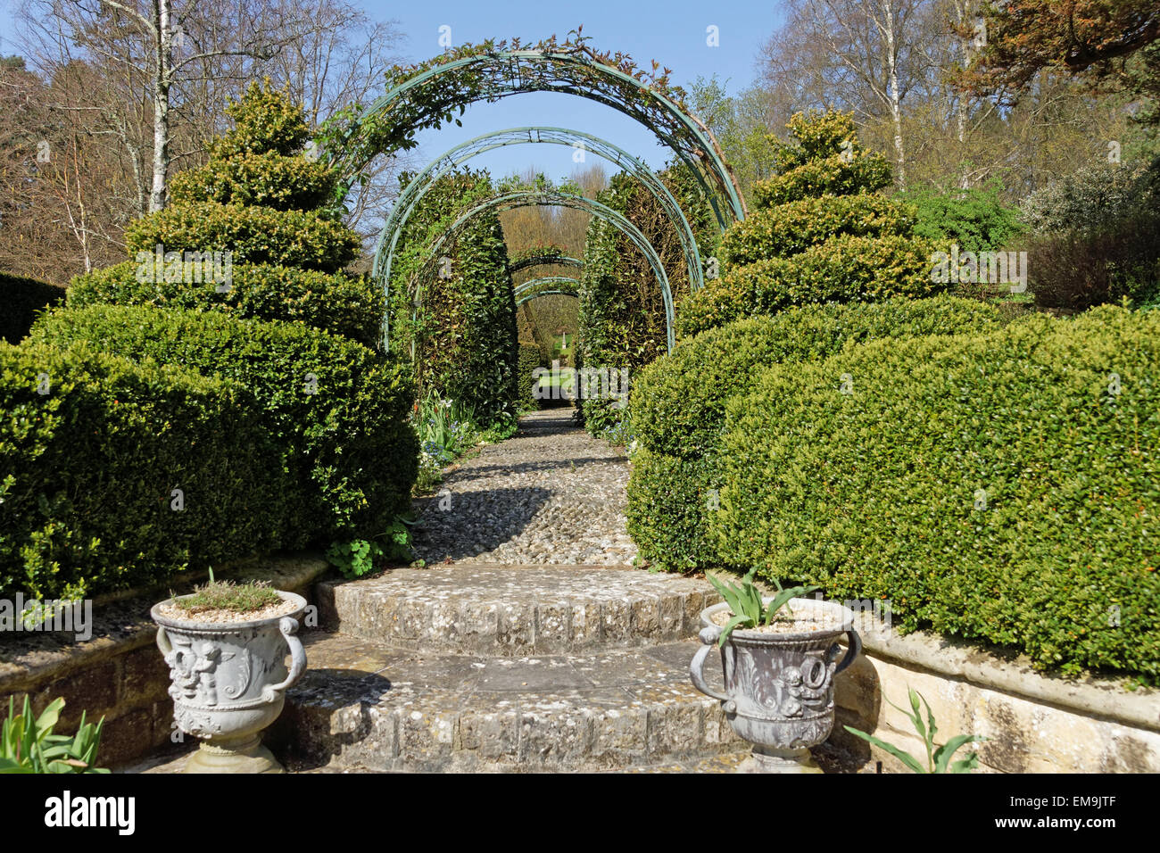 Topiary avec arches rose Banque D'Images