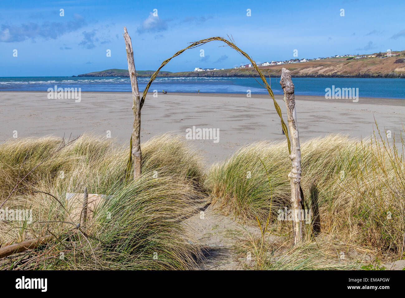 Vue de la plage de sable, Cardigan Poppit, Ceredigion, pays de Galles Banque D'Images
