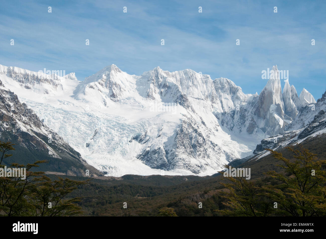 Vue sur la montagne depuis le Mirador Cerro Torre dans le parc national de Los Glaciares, El Chalten, Patagonie Argentine Banque D'Images