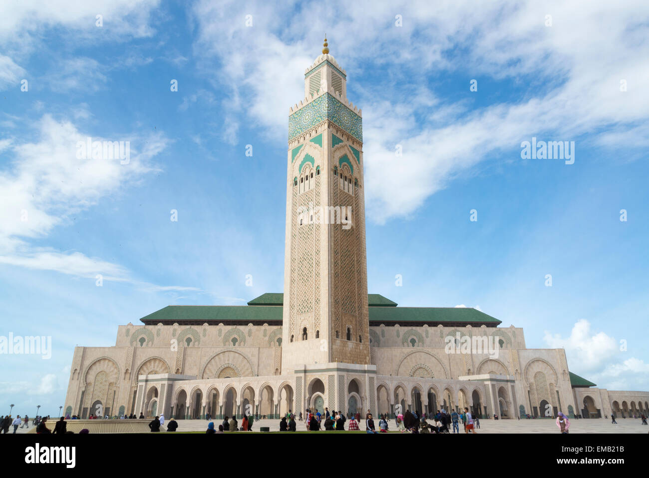 Vue panoramique sur la Mosquée Hassan II à Casablanca, Maroc Banque D'Images