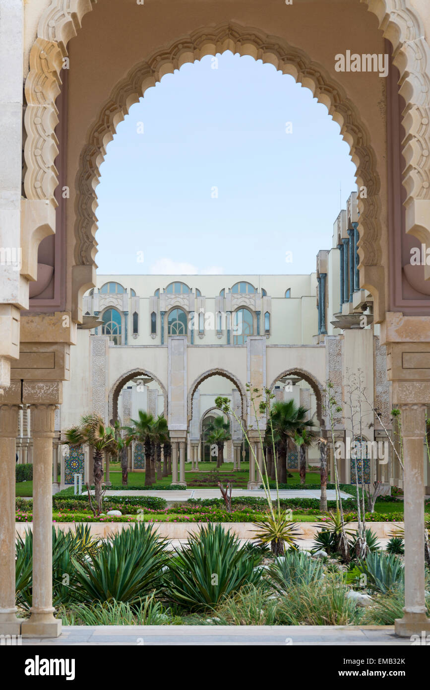 Jardin de la Mosquée Hassan II à Casablanca Banque D'Images