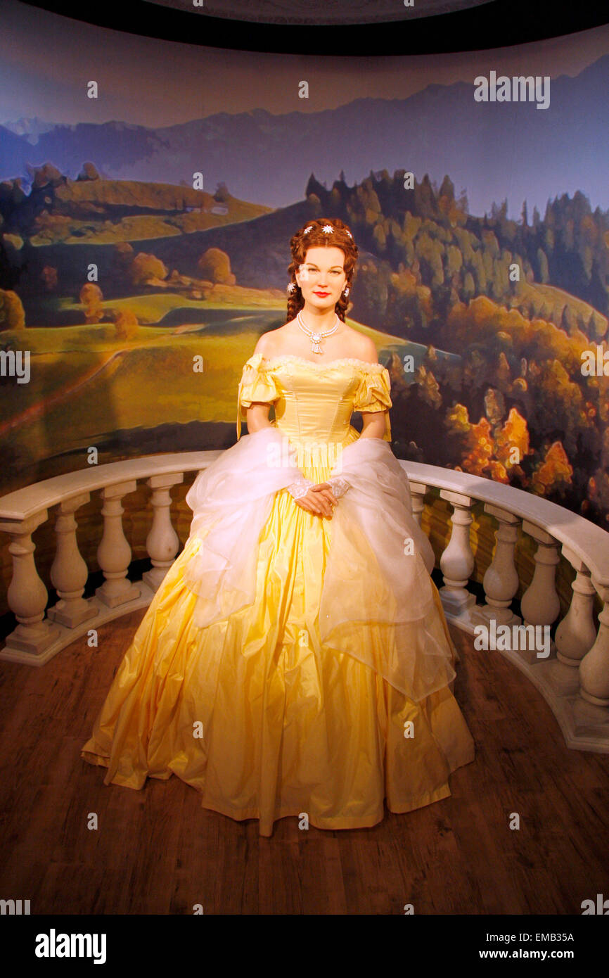 Romy Schneider in ihrer Rolle als 'Sissy' - Wachsfigur bei Madame Tussauds, 10. Juli 2008, Unter den Linden, Berlin-Mitte. Banque D'Images