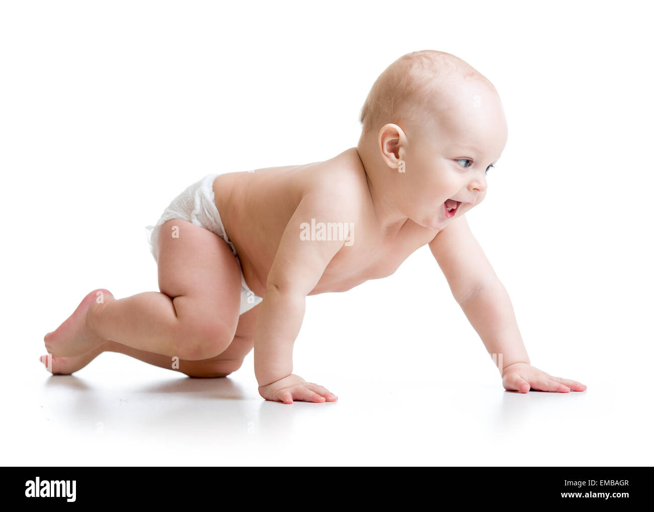 Bebe Rampant Isole Sur Fond Blanc Photo Stock Alamy