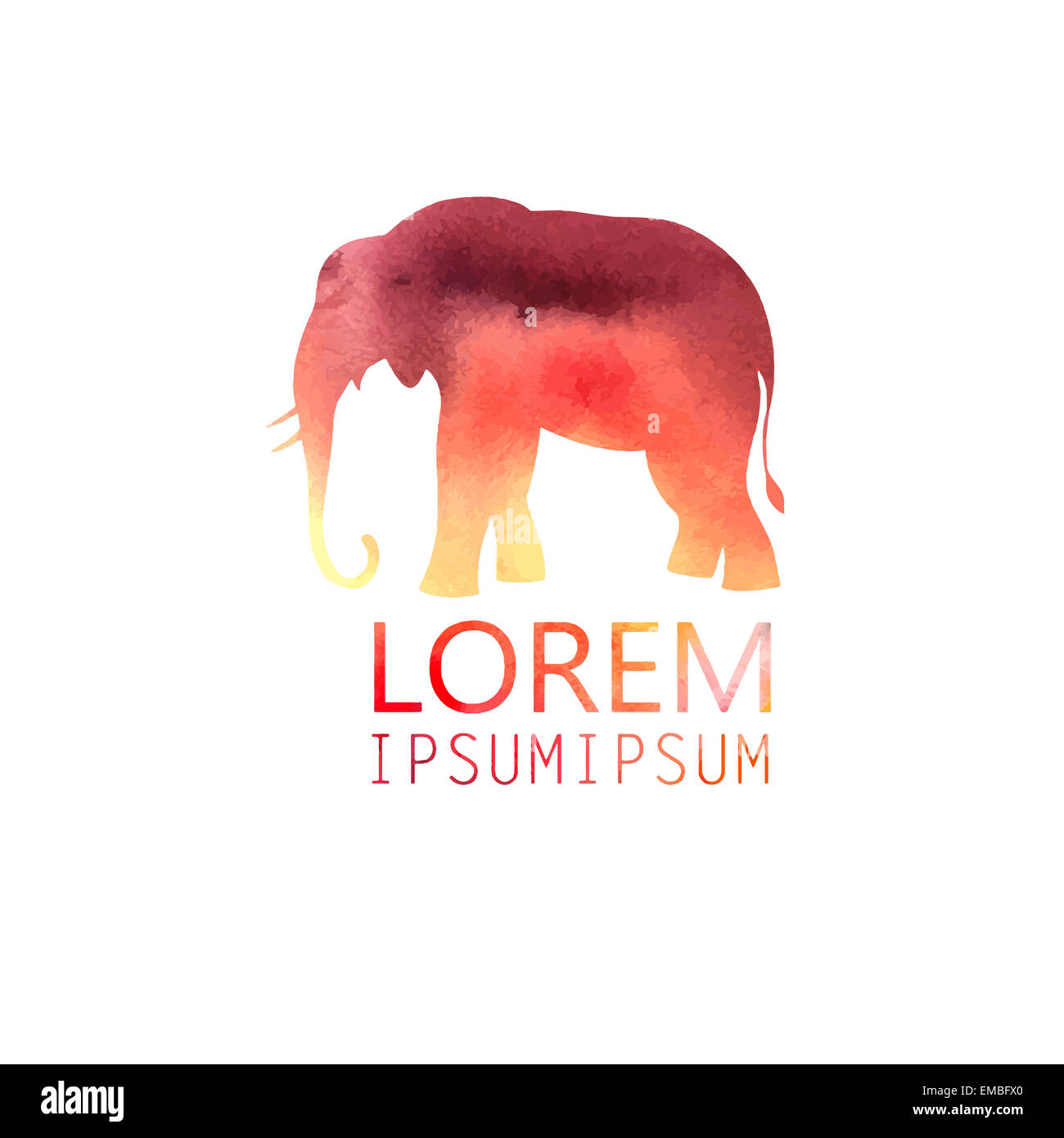 Silhouette d'éléphant aquarelle signe sur un fond blanc Banque D'Images