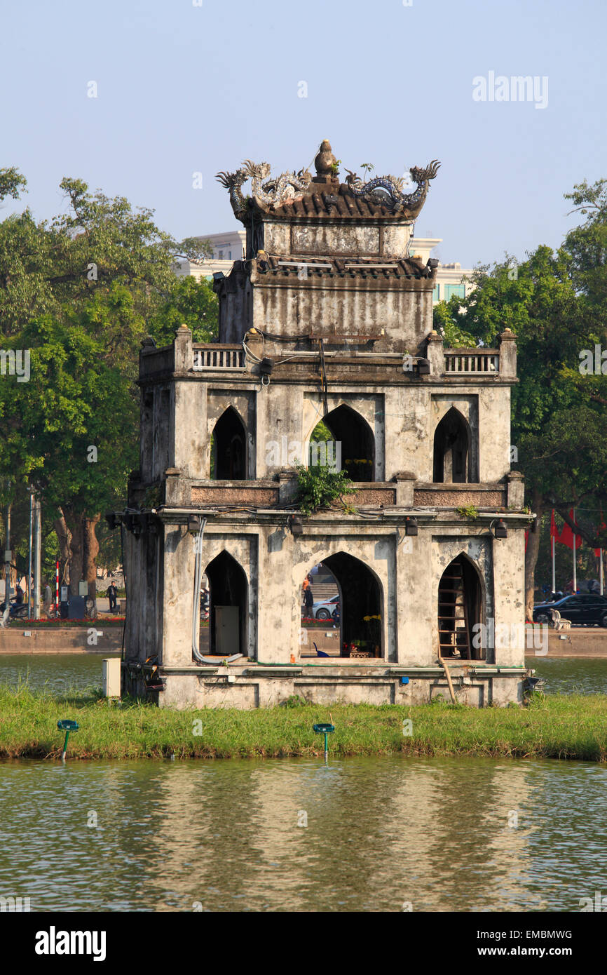 Vietnam, Hanoi, Thap Rua, la Tour de la tortue, le lac Hoan Kiem, Banque D'Images