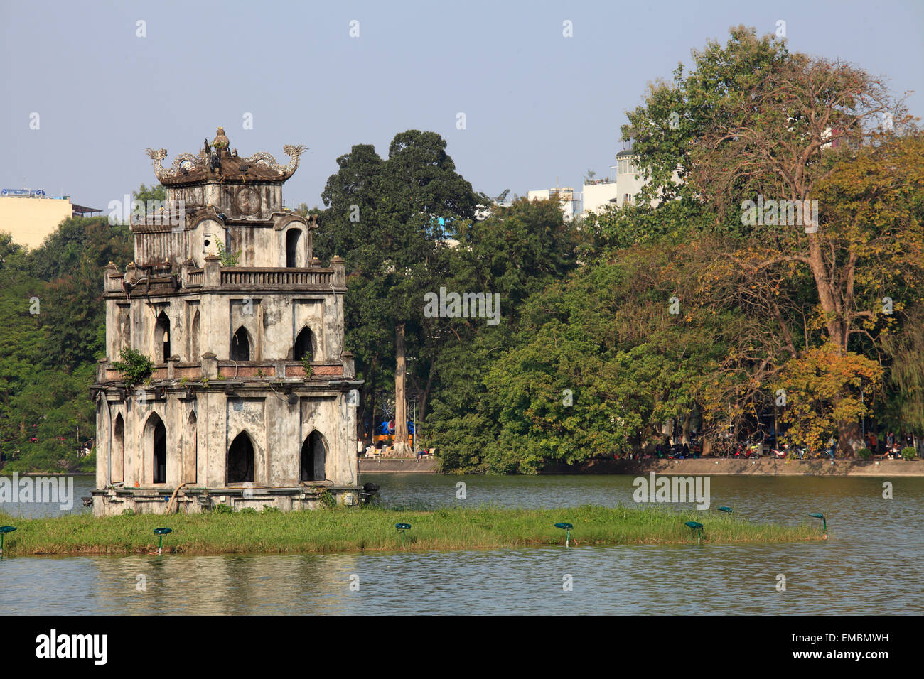 Vietnam, Hanoi, Thap Rua, la Tour de la tortue, le lac Hoan Kiem, Banque D'Images