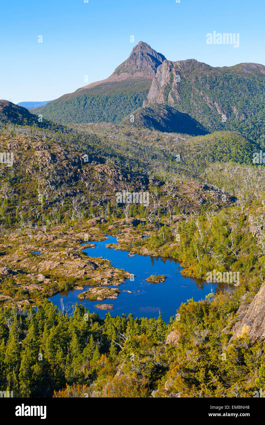 Mt.Gould et le lac Ciane - Cradle Mountain Lake St Clair National Park - Tasmanie - Australie Banque D'Images