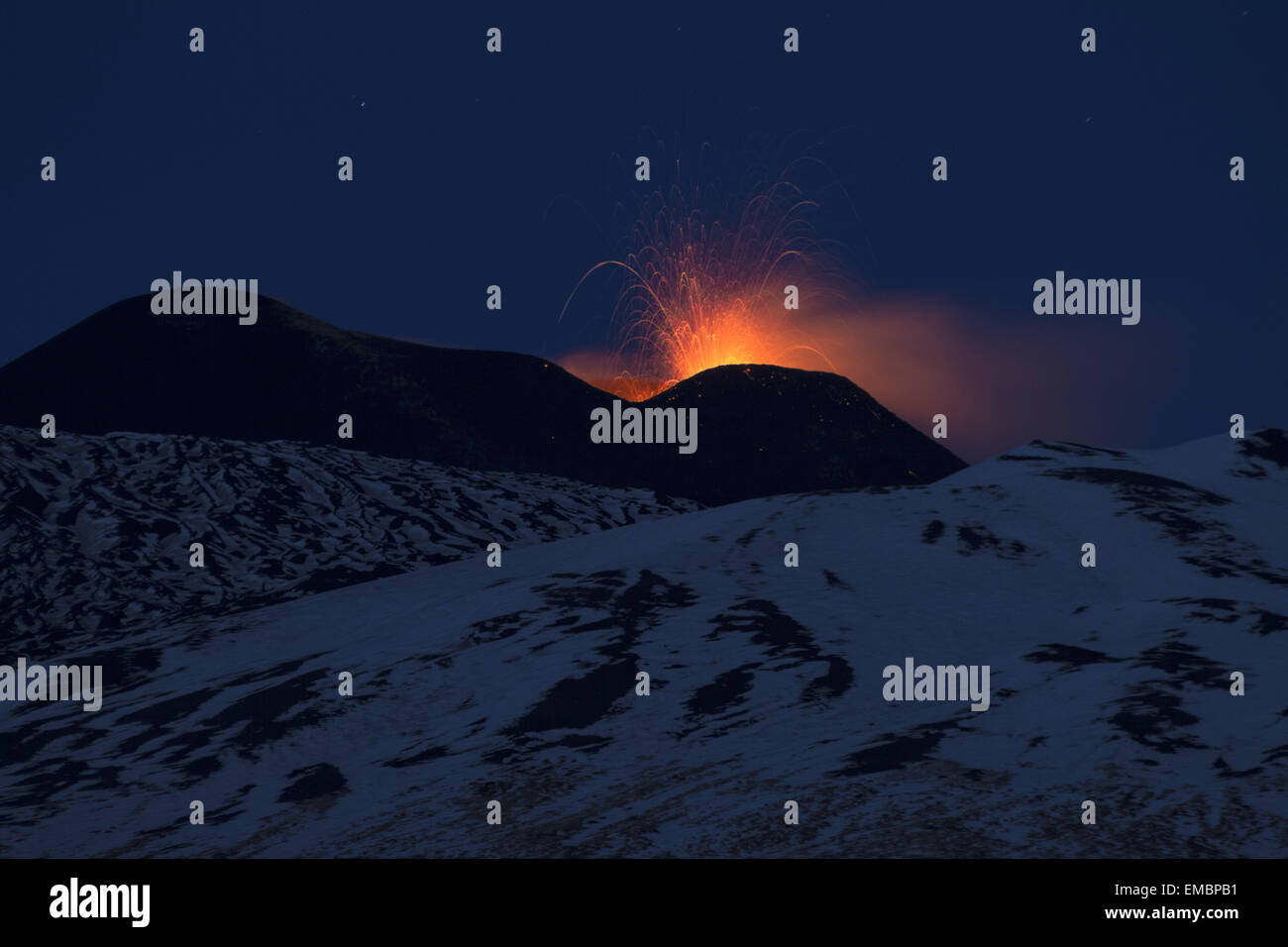 L'éruption de l'Etna en décembre 2013 Banque D'Images