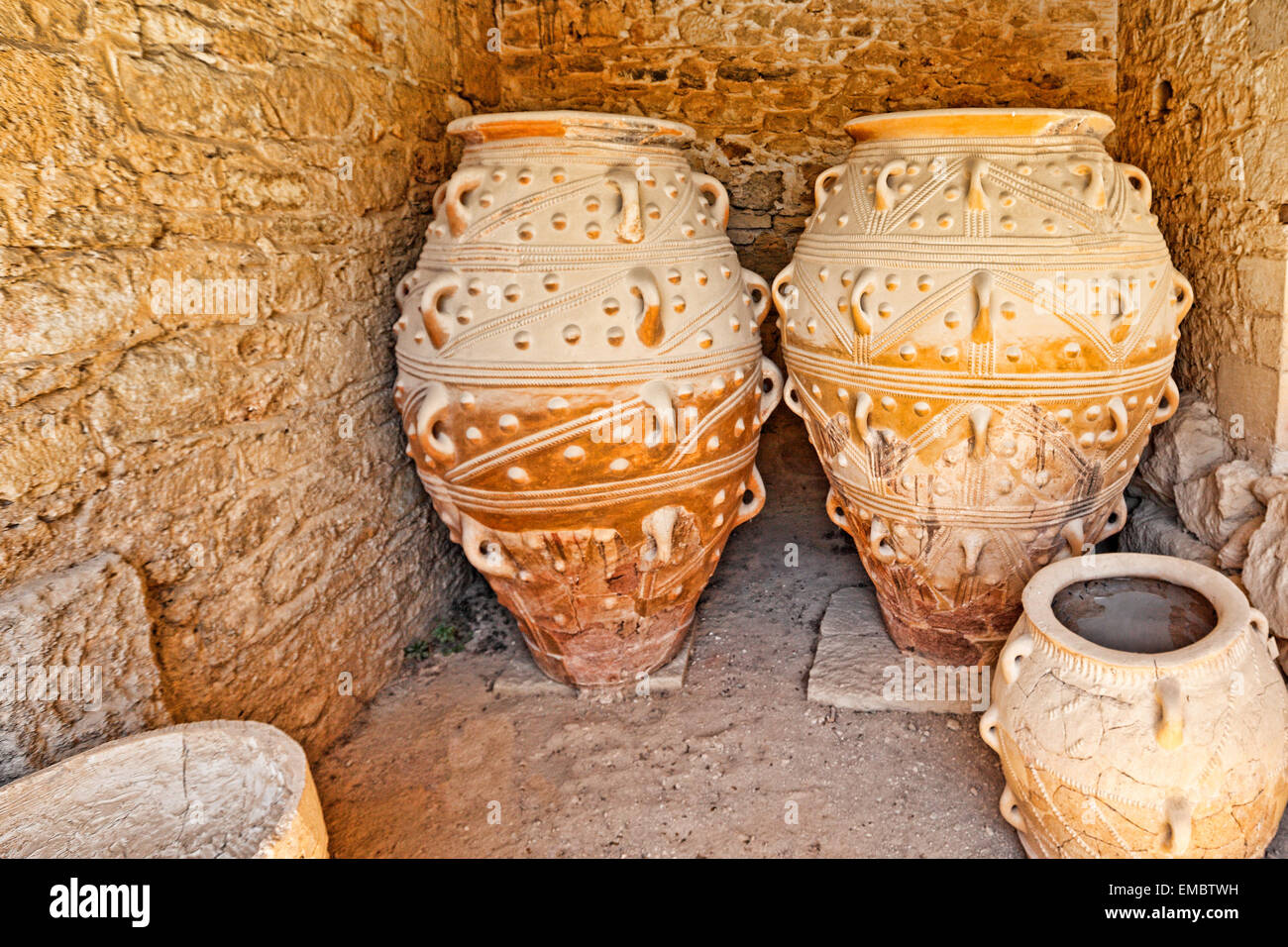 Les magazines du géant Pithoi du palais de Knossos en Crète, Grèce à Banque D'Images