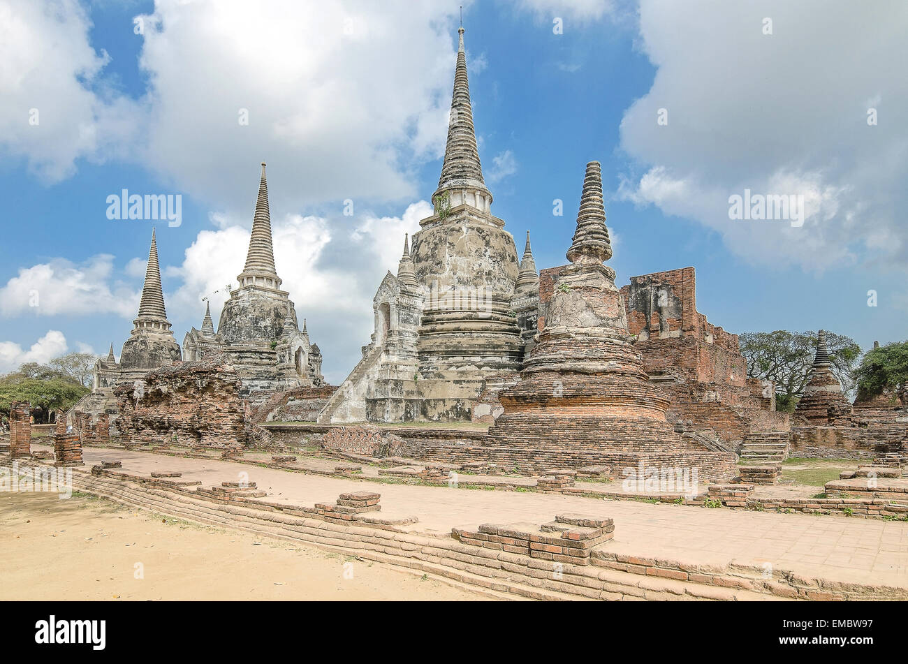 Vieux temple Architecture , Wat Phra si sanphet à Ayutthaya, Thaïlande, Site du patrimoine mondial Banque D'Images