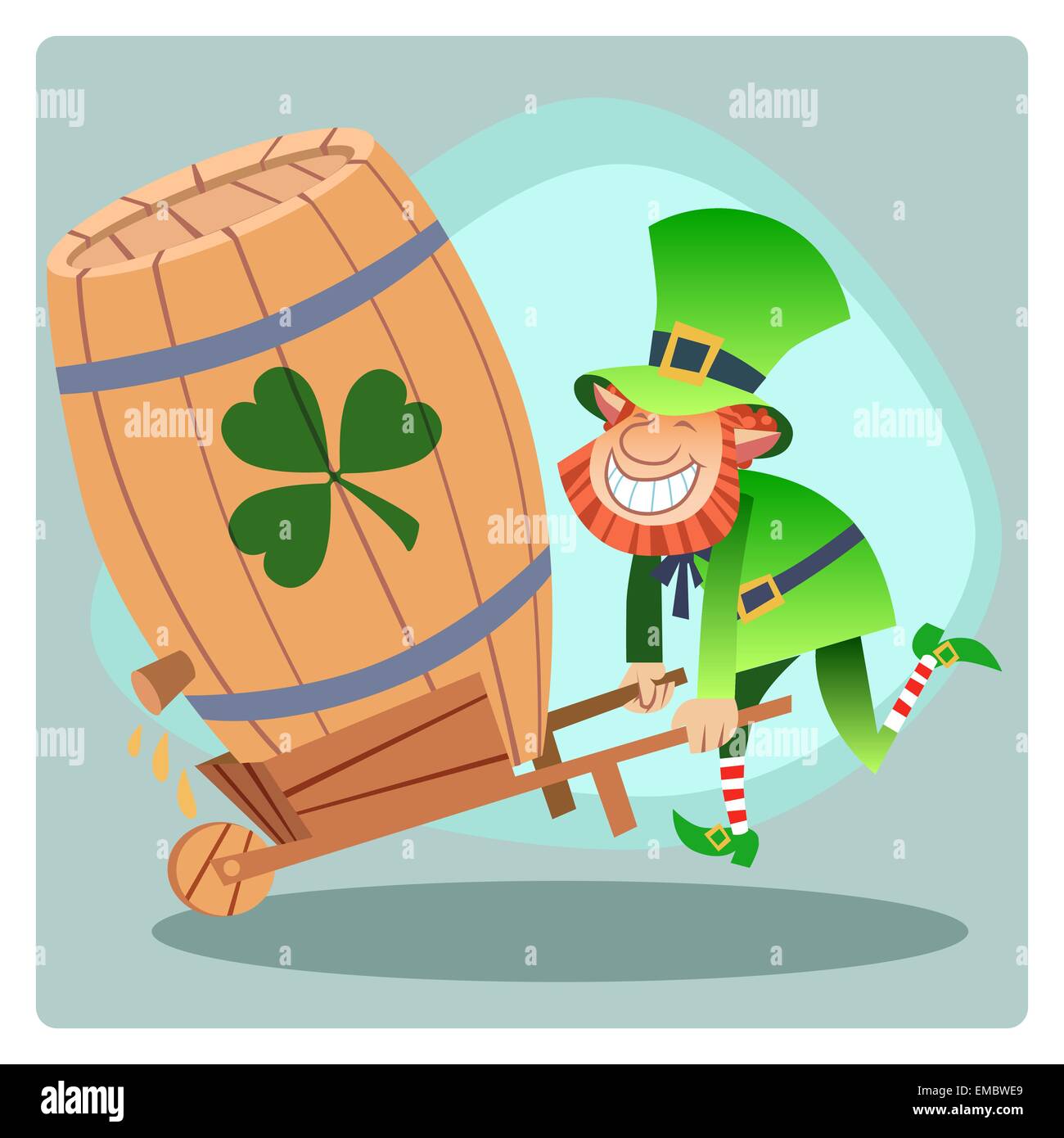Jour Patrick green leprechaun lucky keg beer fun holiday fête Shamrock Illustration de Vecteur