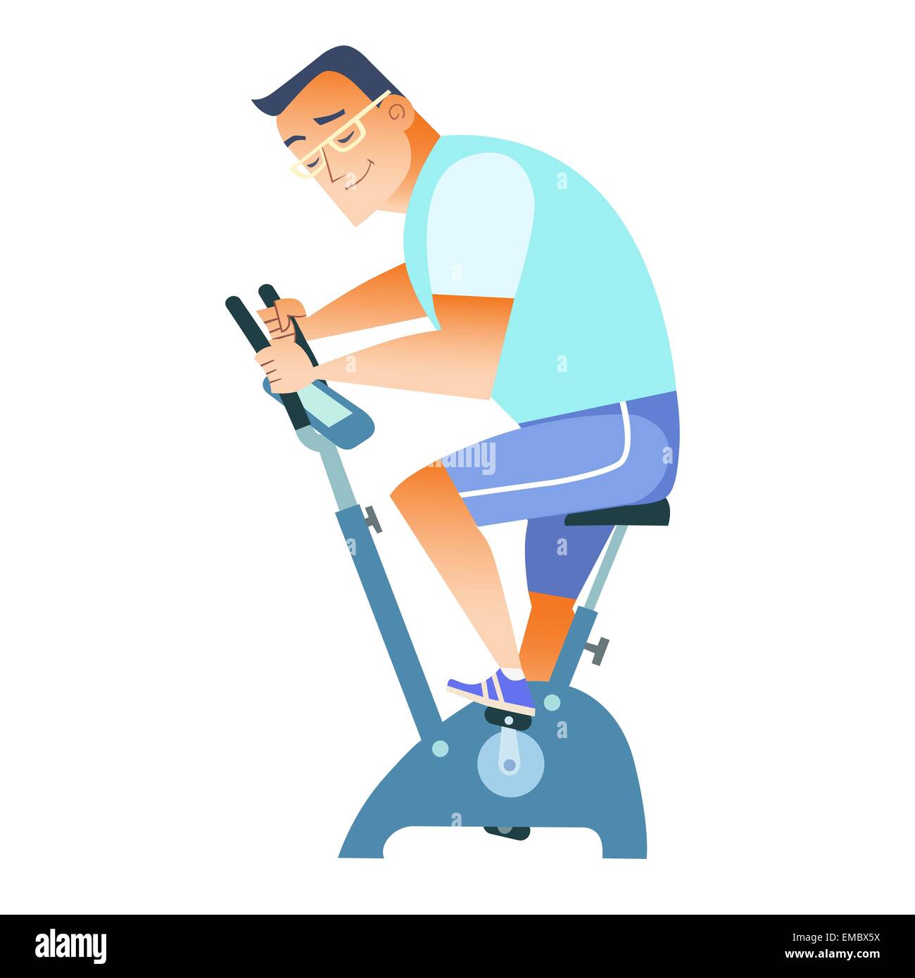 L'homme dans les vêtements de sport engagé en vélo poids Illustration de Vecteur