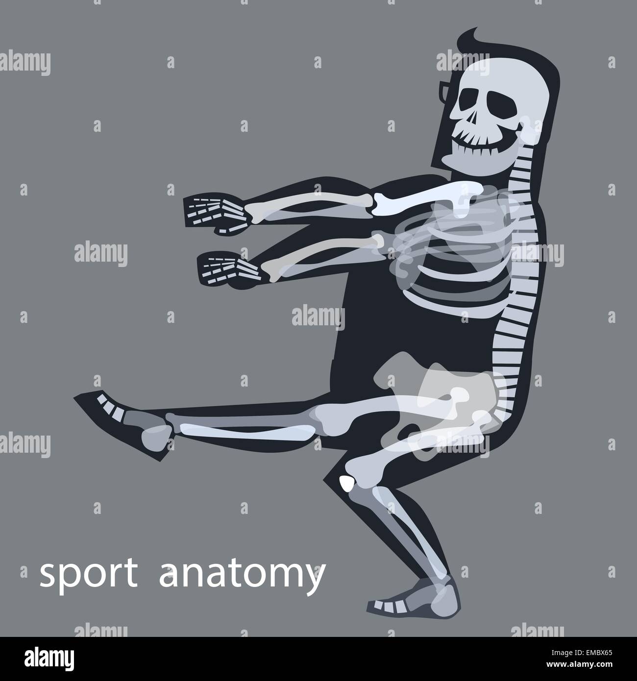 Anatomie squelette homme sport la gymnastique. Le squelette humain pendant le sport Illustration de Vecteur