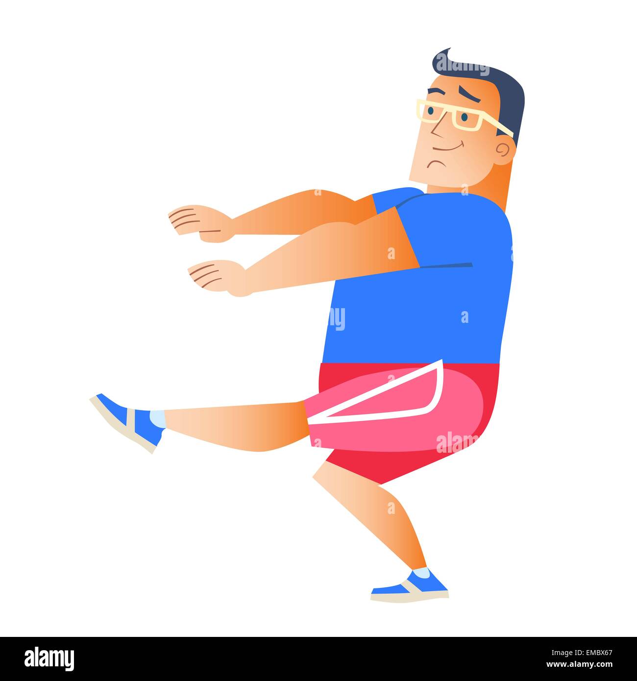 Fat Man joue le sport. La perte de poids la santé gymnastique Illustration de Vecteur