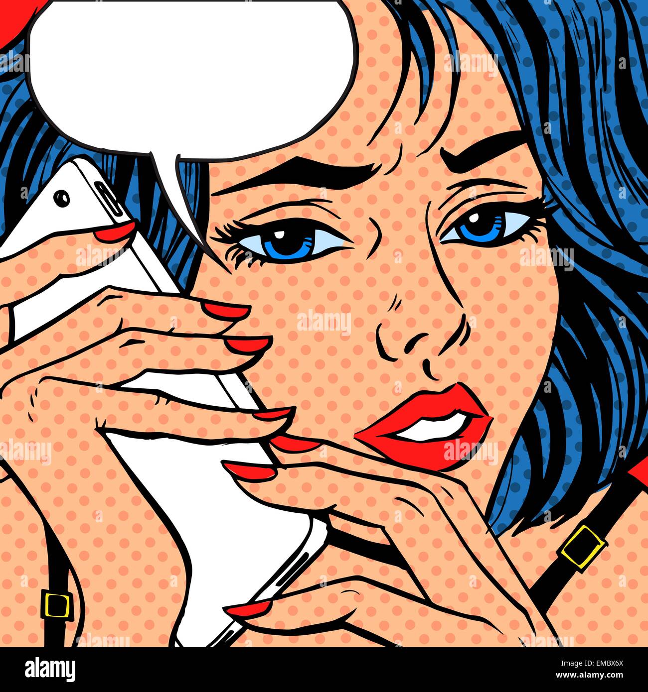 Vintage pop art comic. Girl Talk Téléphone rétro arrière Illustration de Vecteur