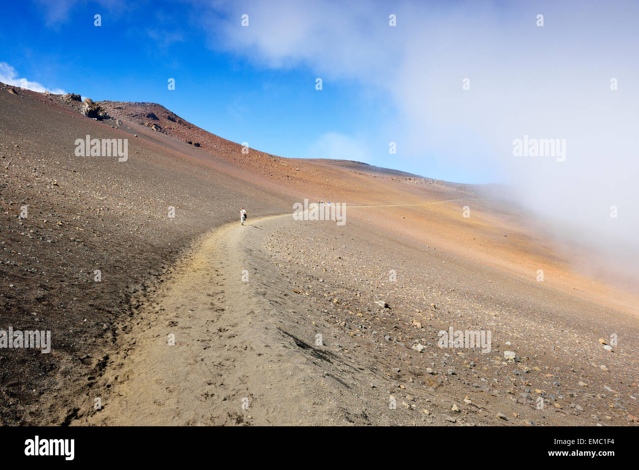 USA, Hawaii, Maui, Haleakala, sentier de randonnée dans le cratère volcanique Banque D'Images