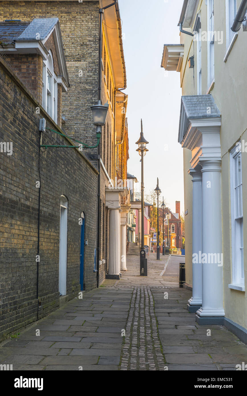 Rue Georgienne Royaume-Uni, vue sur la propriété de l'époque géorgienne à Athenaeum Lane, Bury St. Edmunds, Suffolk, Angleterre Royaume-Uni Banque D'Images