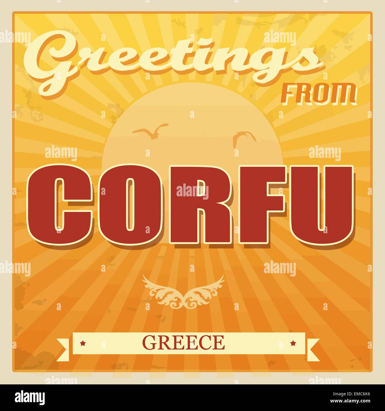 Corfou, Grèce affiche touristique Illustration de Vecteur