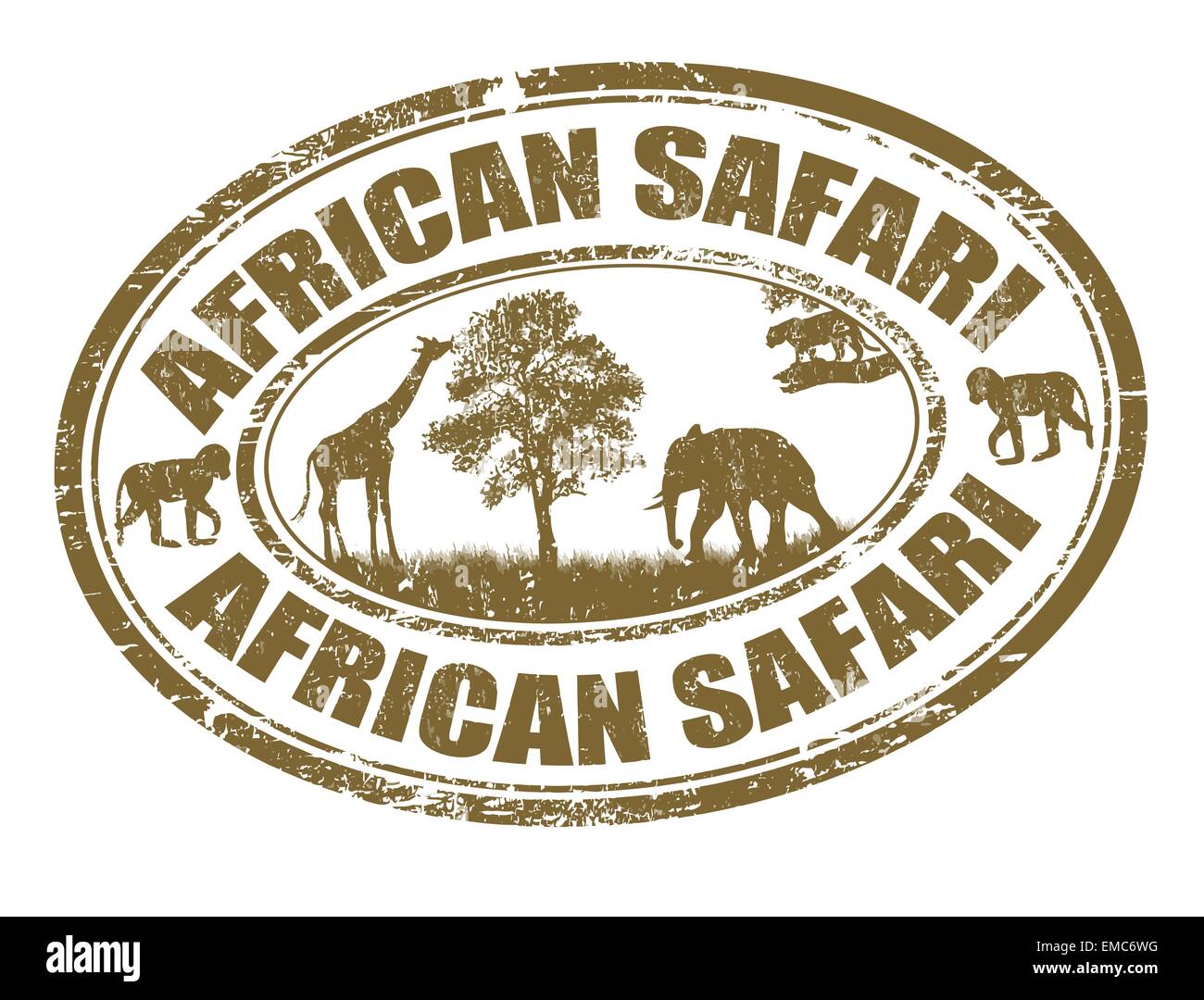 Safari africain stamp Illustration de Vecteur