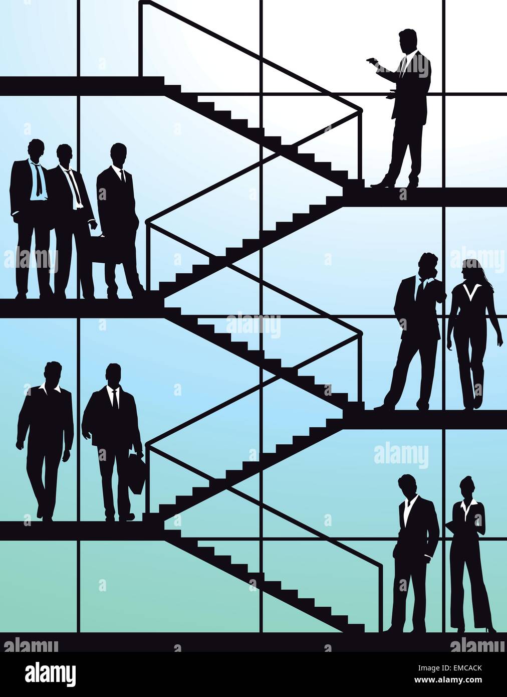 Les gens d'affaires dans l'escalier Illustration de Vecteur
