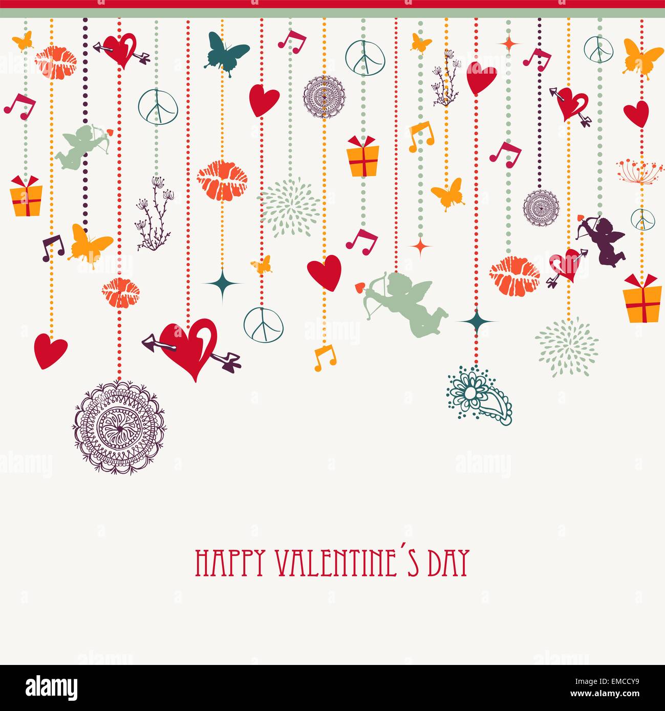 Bonne Saint-Valentin amour composition icônes suspendues Illustration de Vecteur