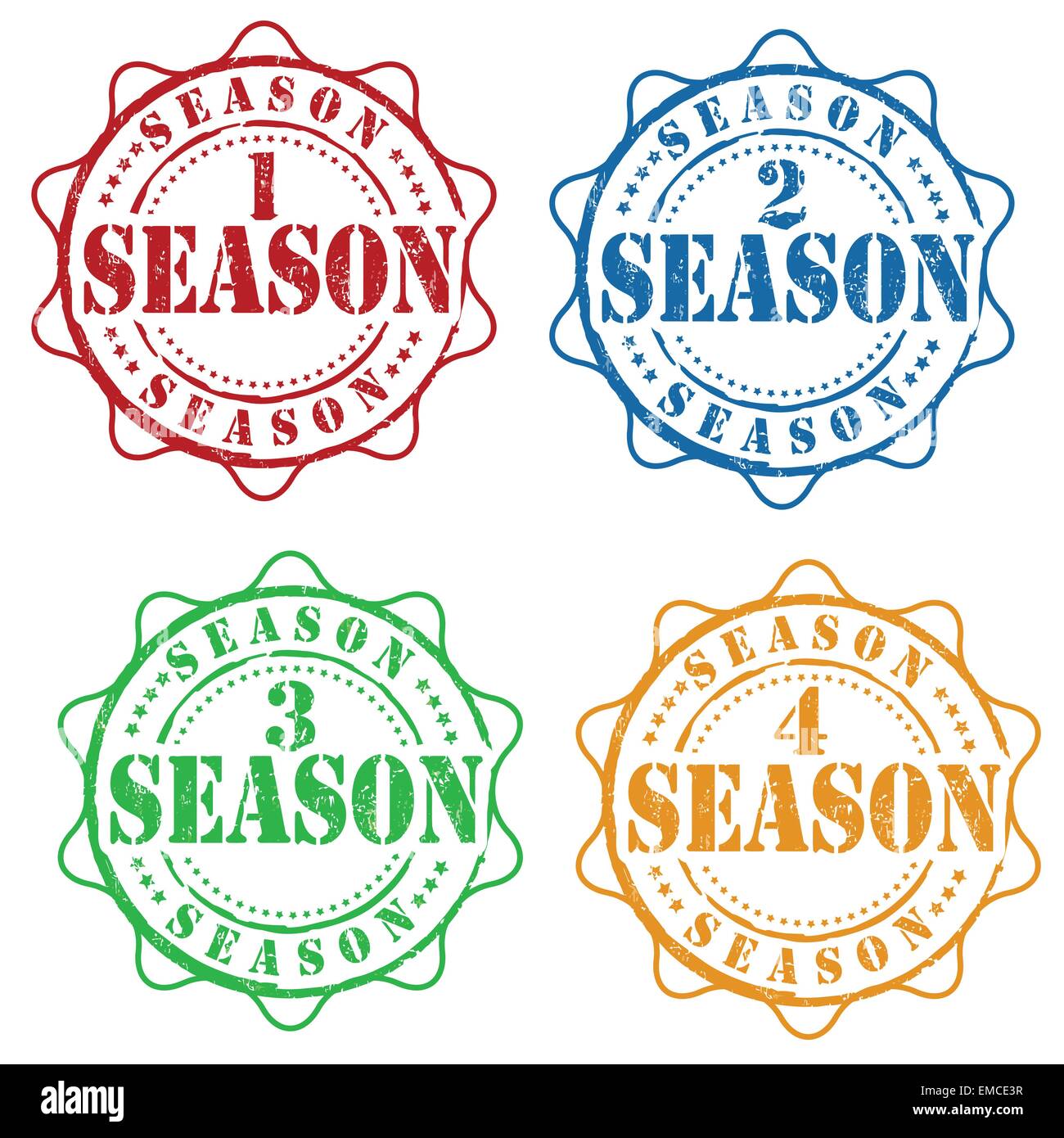 Ensemble de la saison 1, deux, trois et quatre timbres Illustration de Vecteur