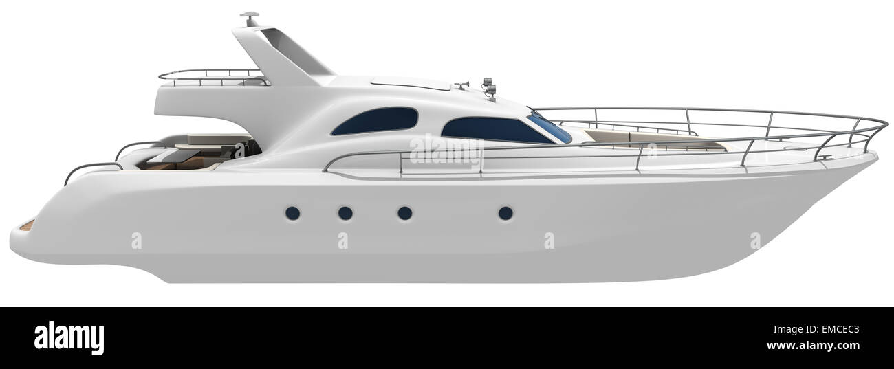 Yacht blanc isolated on white Banque D'Images