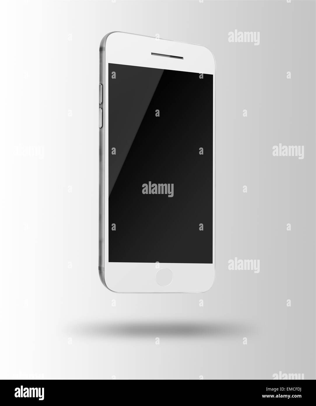 Téléphone intelligent avec écran noir sur fond gris. Illustration très détaillée. Banque D'Images